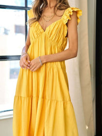 Beautiful Yellow V Neck Maxi