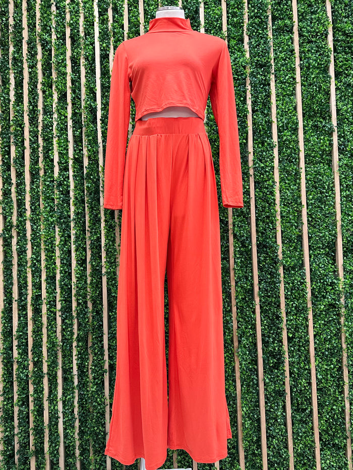 Orange Long Sleeve Pant Set