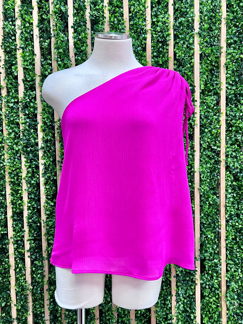 Crepe Asymmetrical Off Shoulder Top