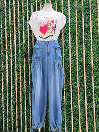 High Waist Convertible Denim Jogger