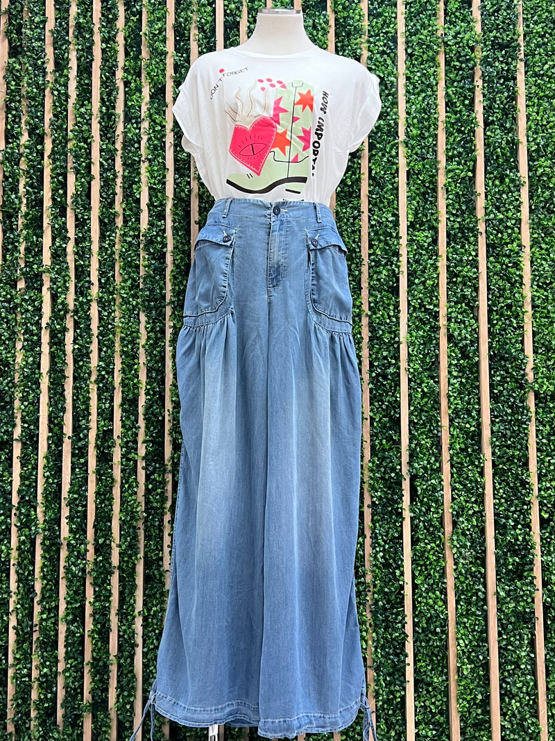 High Waist Convertible Denim Jogger