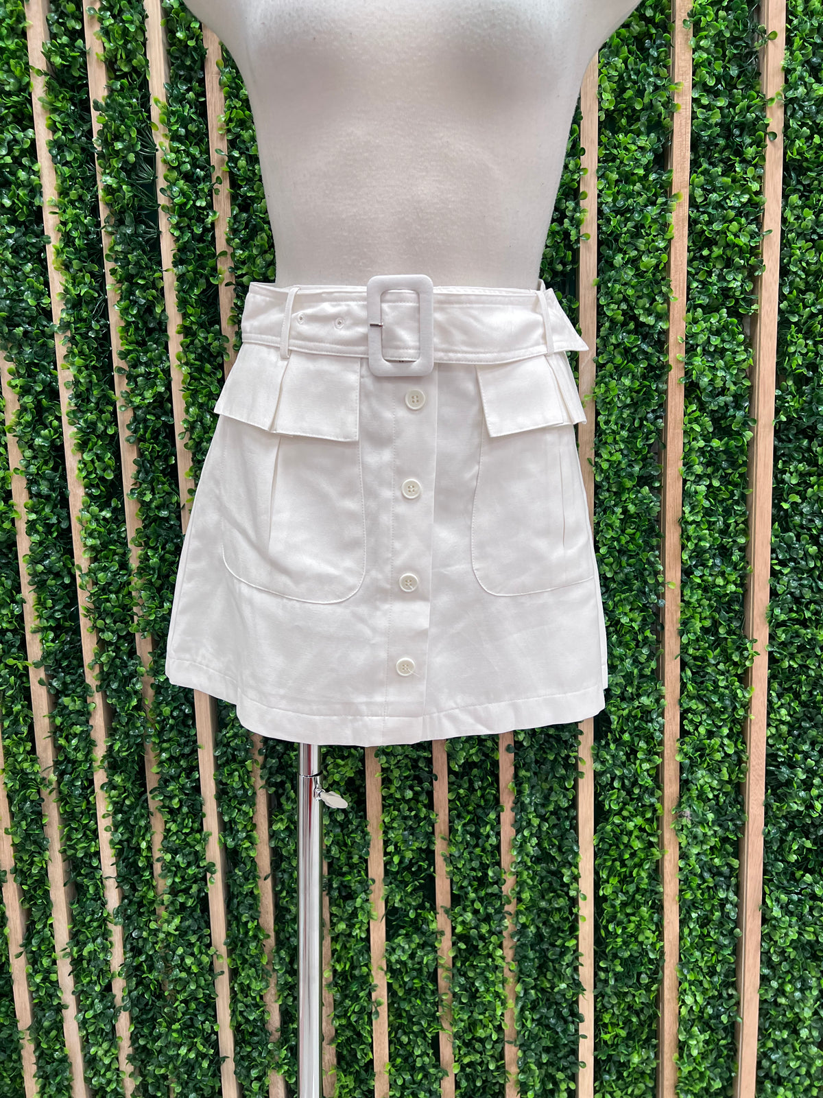 White Belted Cargo Skort