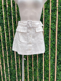 White Belted Cargo Skort