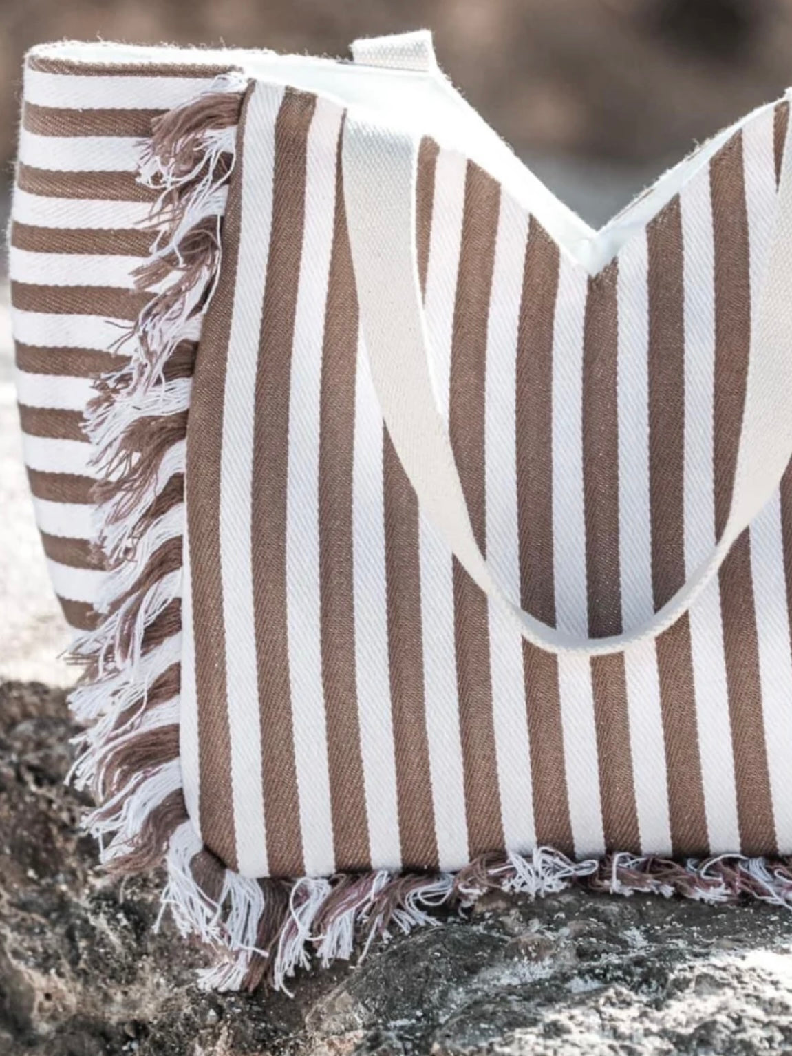 Natural Striped Tote Bag