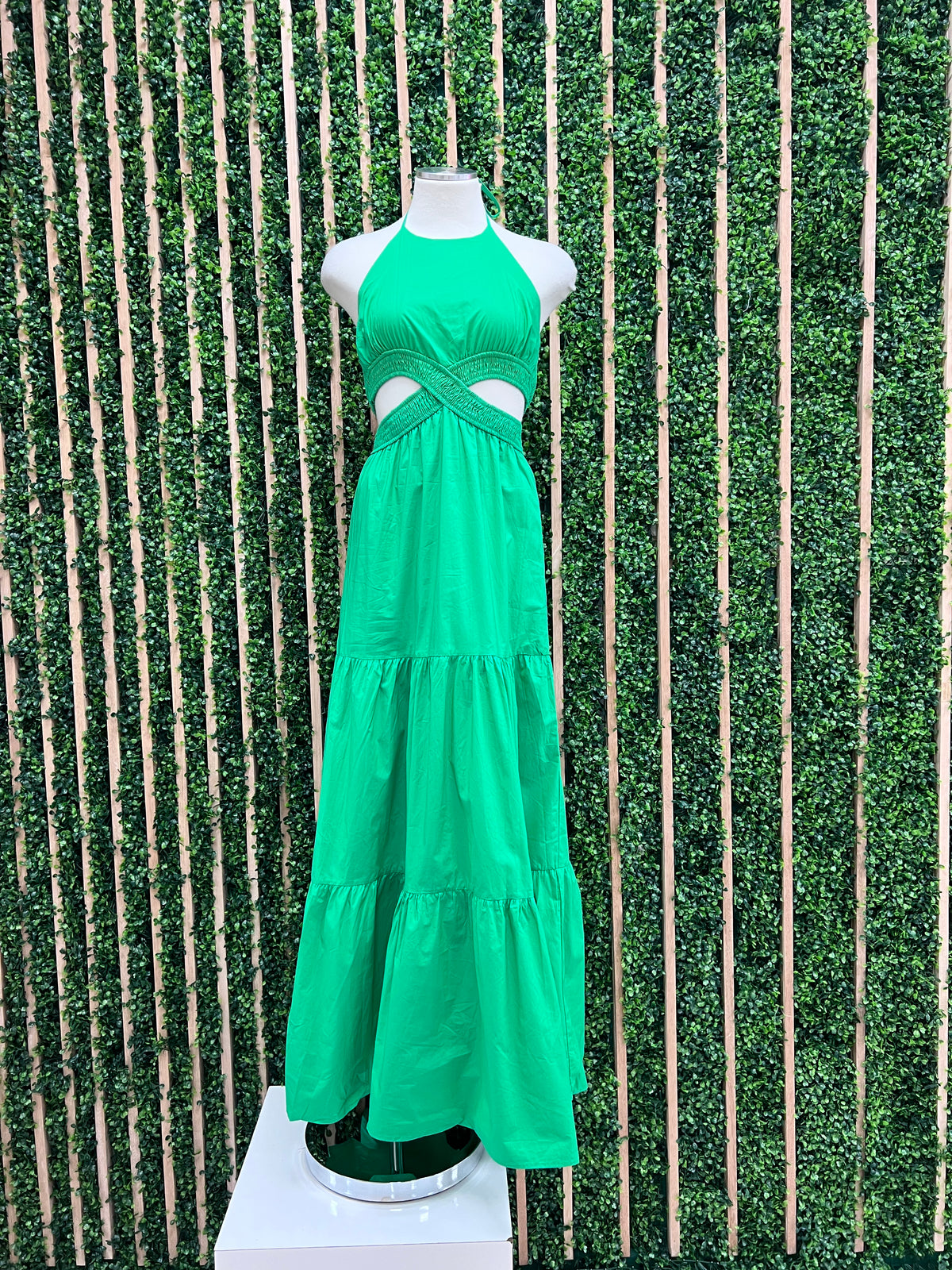 Green Halter Cutout Maxi Dress