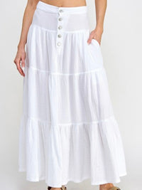 White Gauze Tiered Maxi Skirt