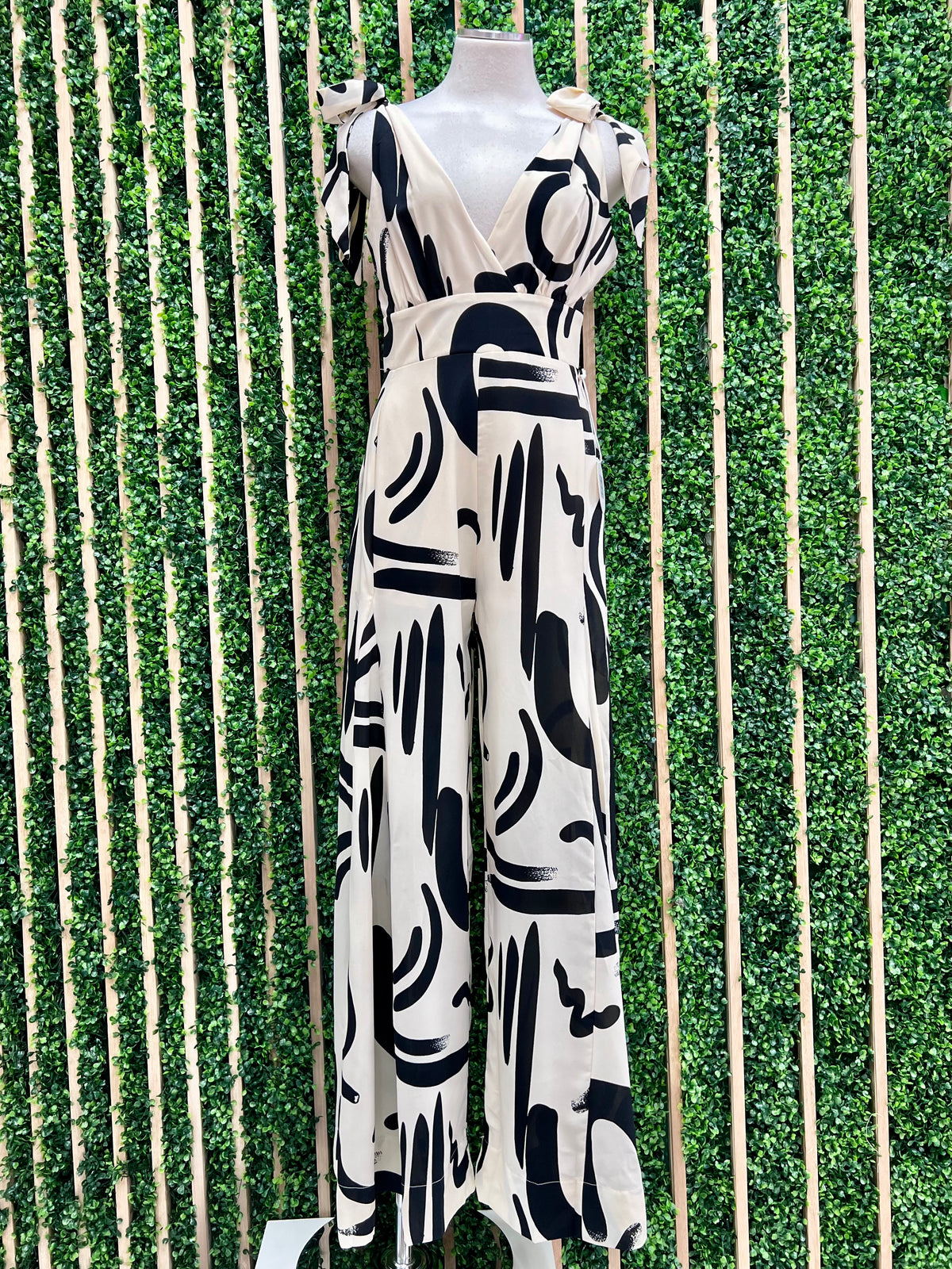 Ivory Black Strokes Jumpsuit