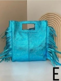 Metallic Leather Fringe Crossbody