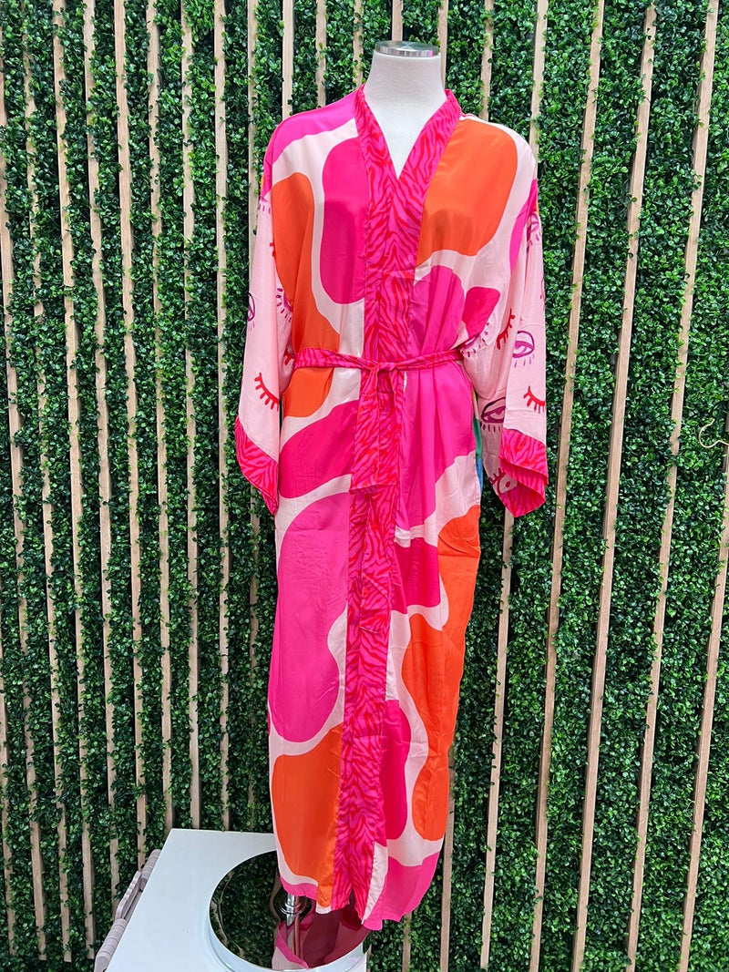 Unique Print Maxi Kimono