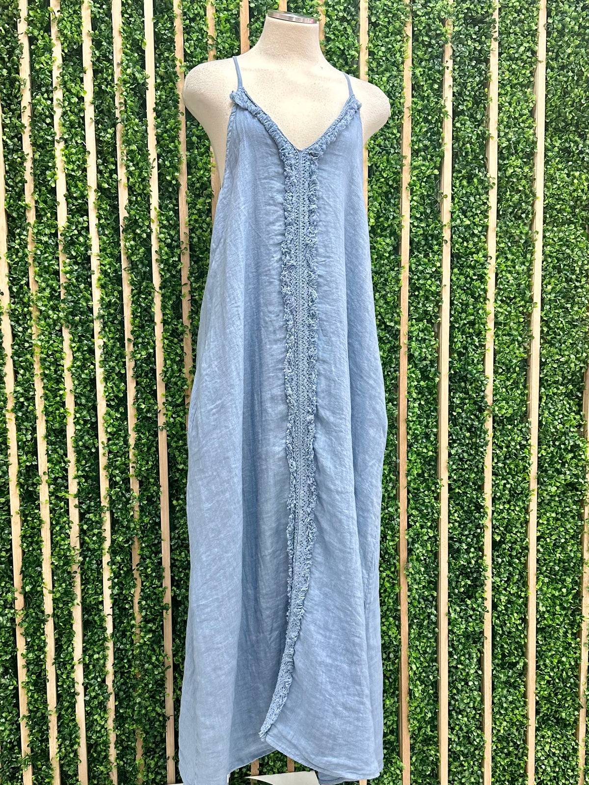 Linen Ruffled Sleeveless Maxi