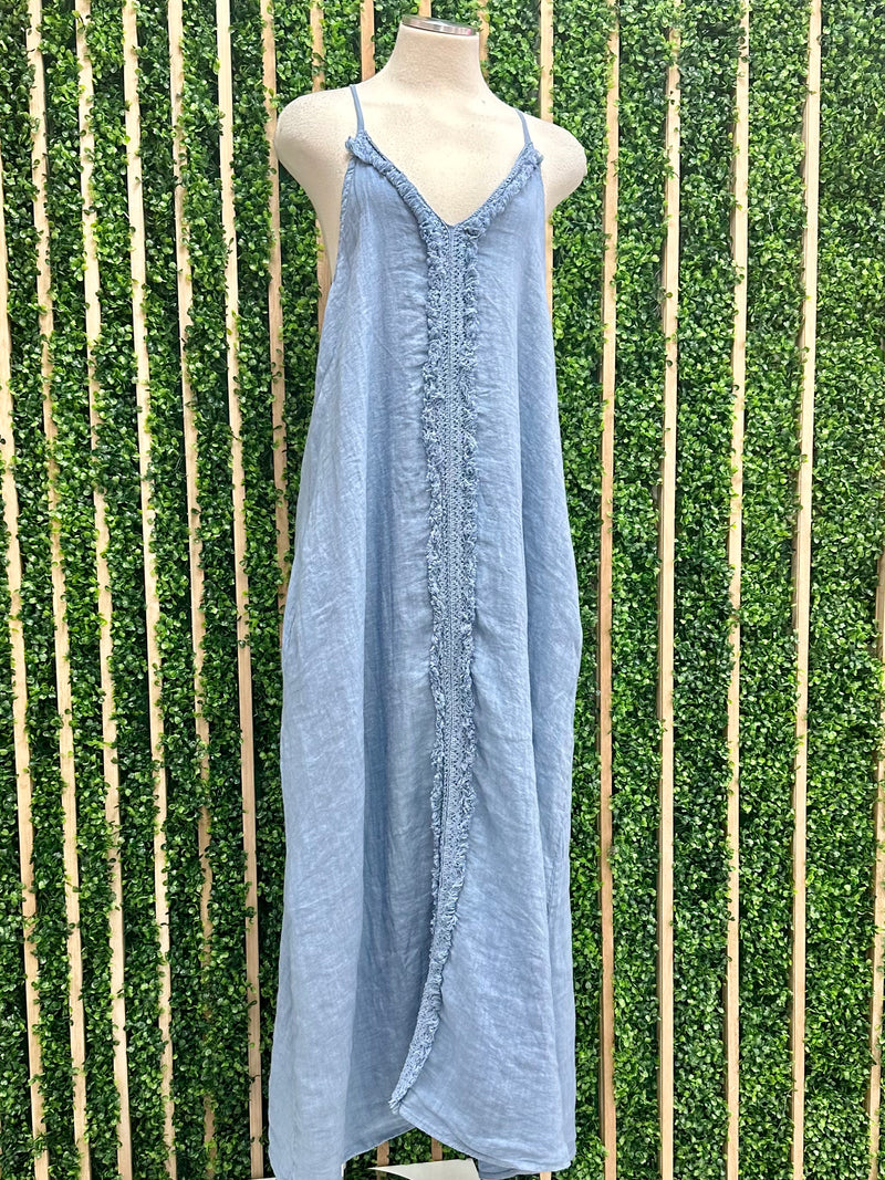 Linen Ruffled Sleeveless Maxi