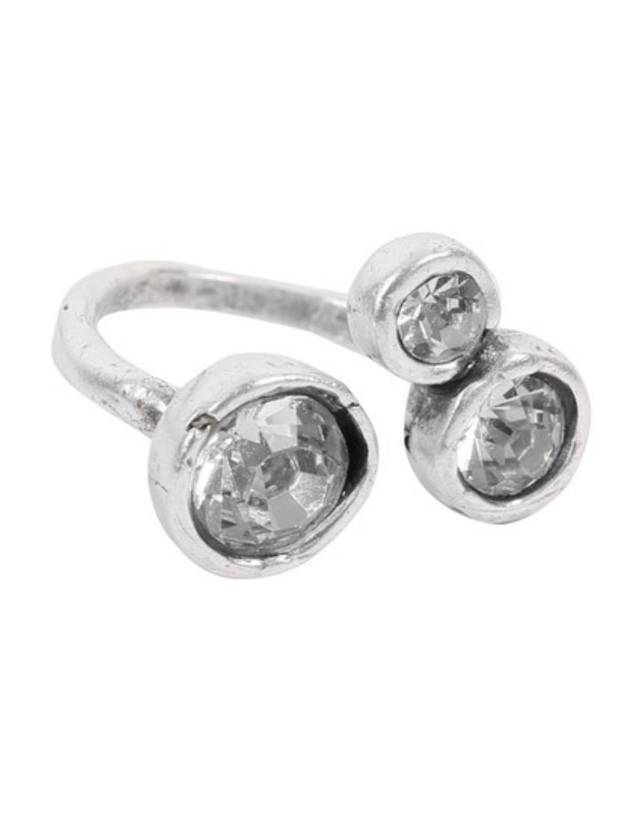 Delicate Boho Triple Crystal Open Ring