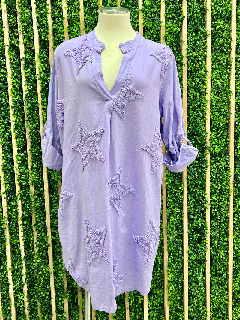 Star Embossed Short Dress
