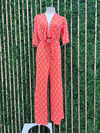 Exquisite Orange Pink Geo Jumpsuit