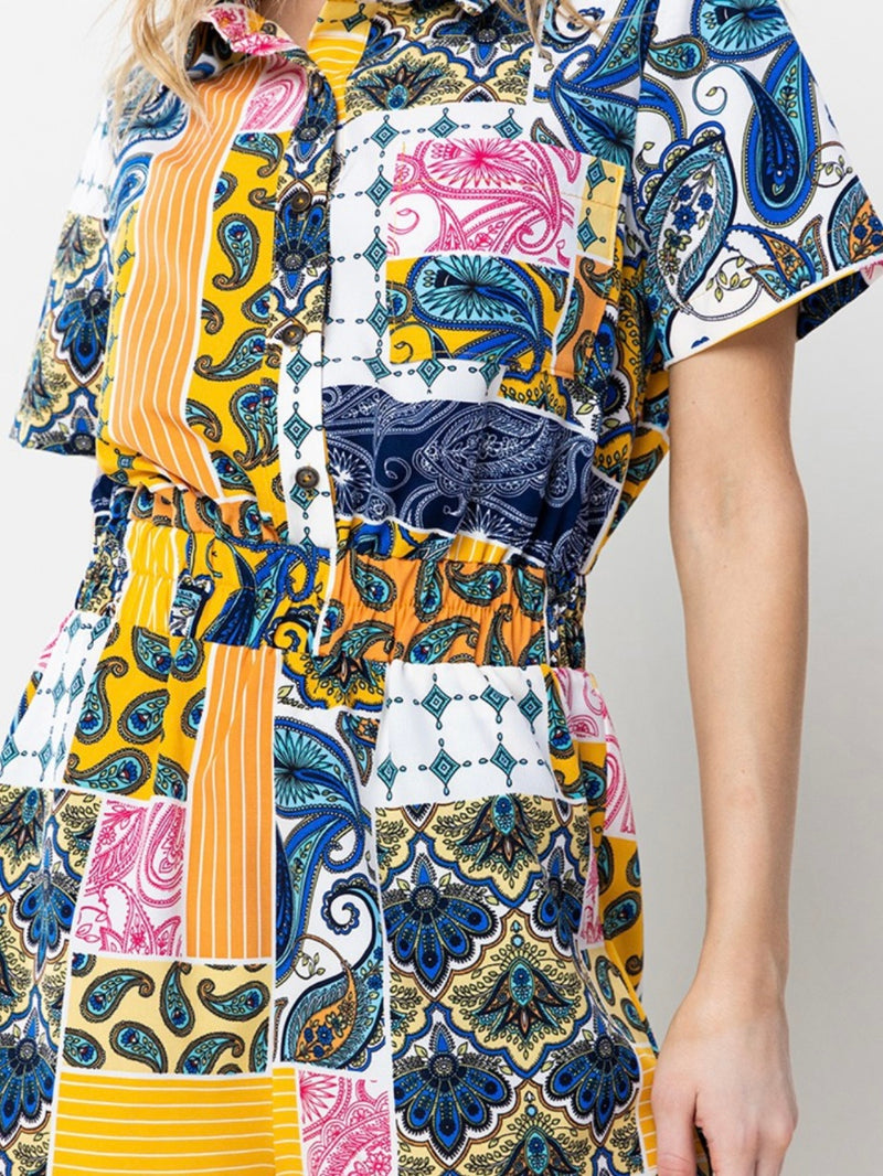 Navy Yellow Combo Collar Romper