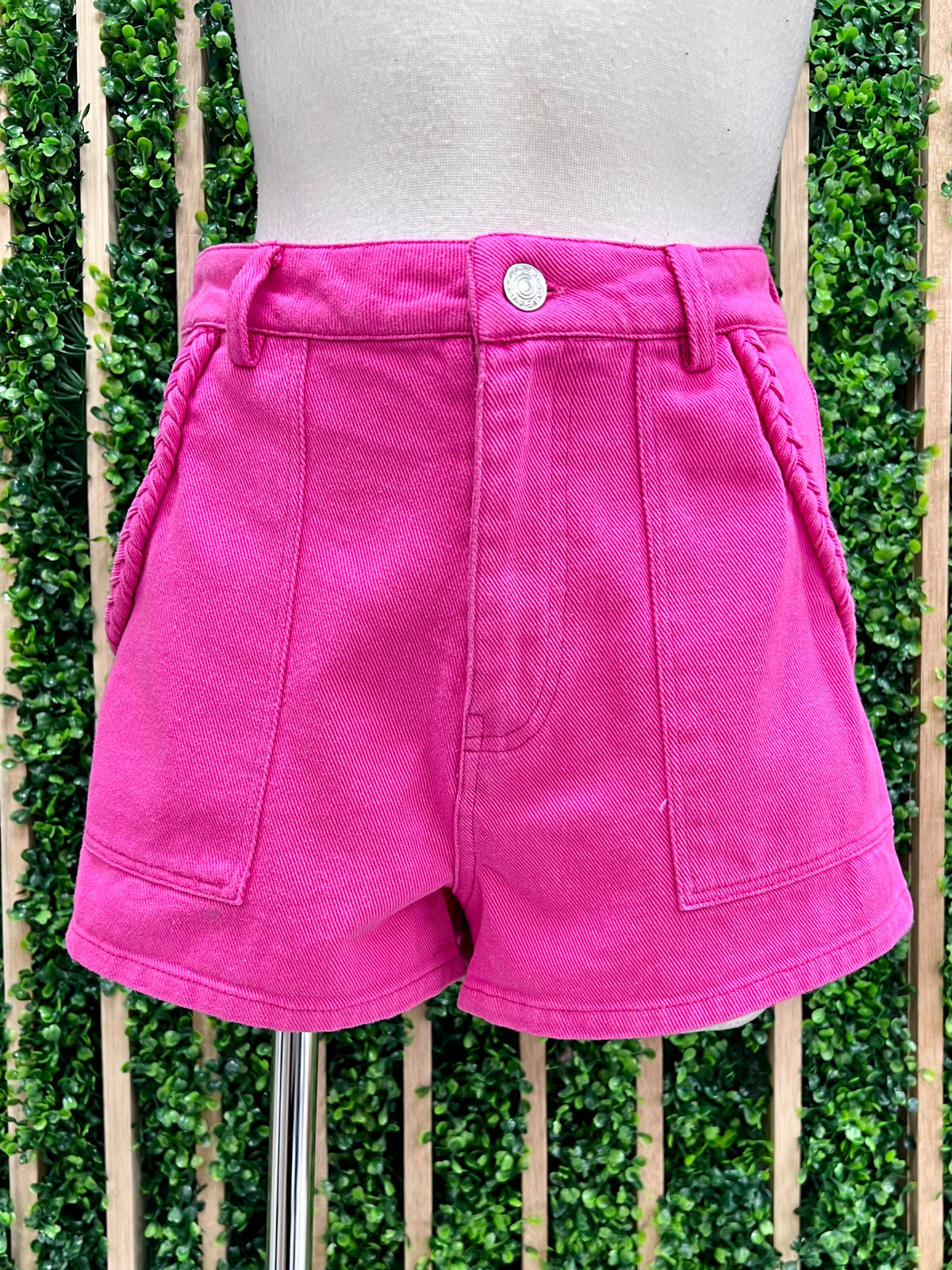 Pink Braided Denim Short