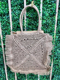Fringe Trim Crochet Bag