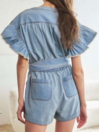 Angel Sleeve Denim Romper