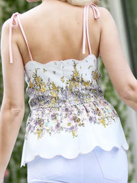 Off White Floral Printed Top