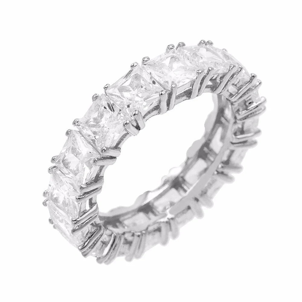 SJ Radiant Cut Crystal Eternity Band Ring