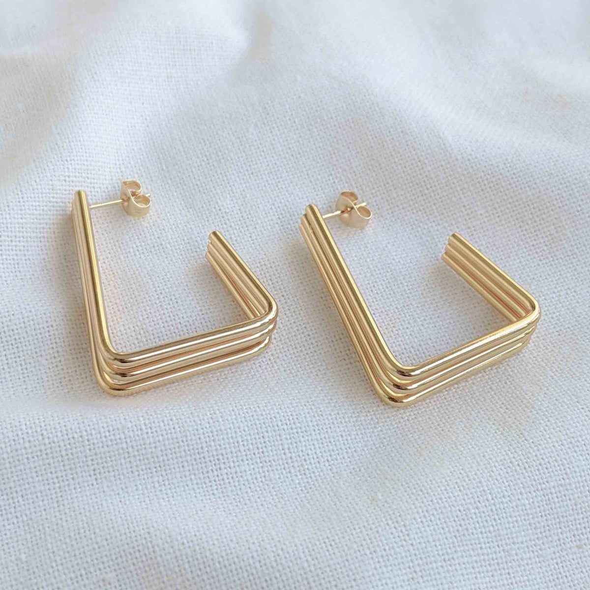 Tri-Lane Triangle Earrings