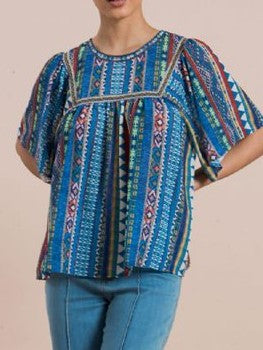 Blue Boho Top