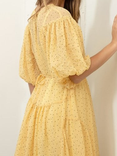 Yellow Dots Print Maxi Dress