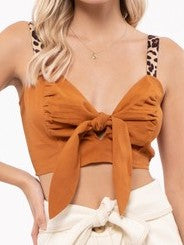 Animal Print Straps Crop Top