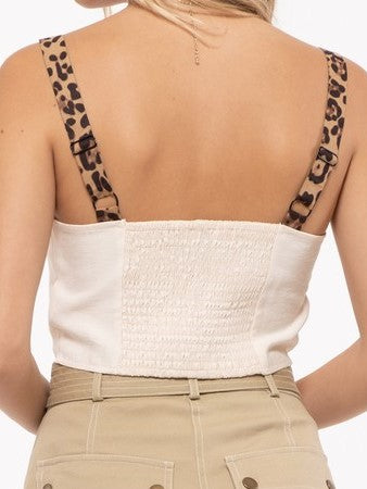 Animal Print Straps Crop Top