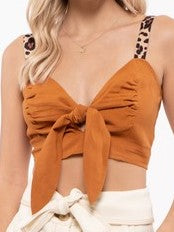 Animal Print Straps Crop Top