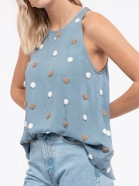 Pom Pom Detail Sleeveless Top