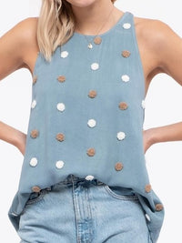 Pom Pom Detail Sleeveless Top
