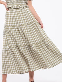 Olive Gingham Maxi Skirt