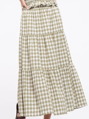 Olive Gingham Maxi Skirt
