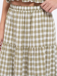 Olive Gingham Maxi Skirt