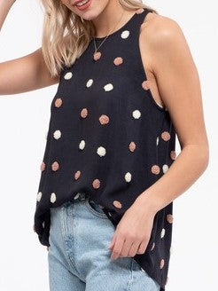Pom Pom Detail Sleeveless Top