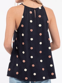 Pom Pom Detail Sleeveless Top