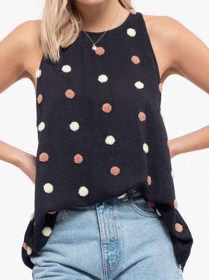 Pom Pom Detail Sleeveless Top