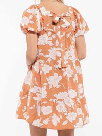 Floral Square Neckline Short Dress