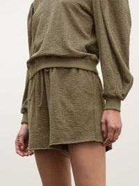 Olive Puff Sleeve Knit Short Set