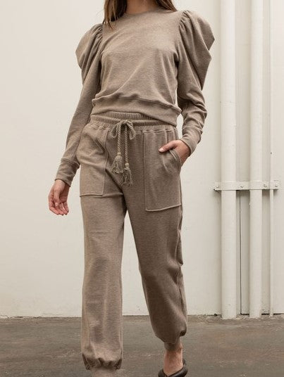 Mocha Balloon Sleeve / Jogger Set