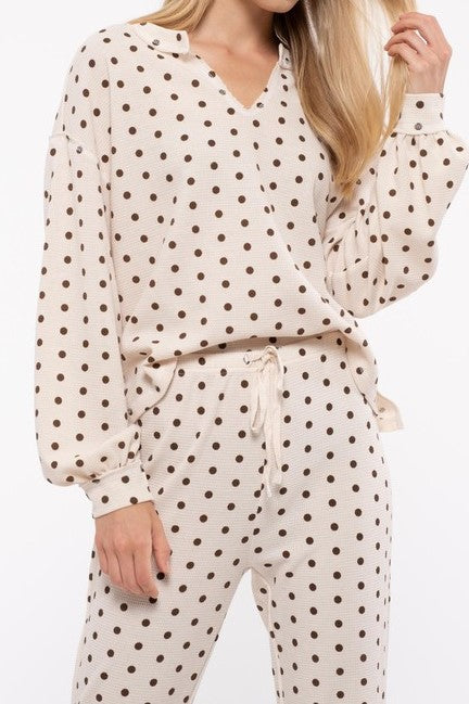 Cream Polka Dot Jogger Set