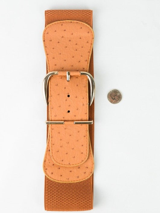 Camel Ostrich Skin Texture Belt