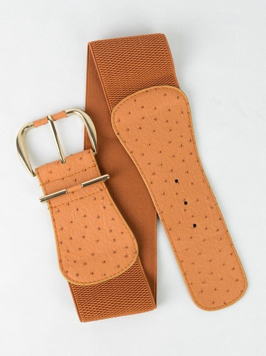 Camel Ostrich Skin Texture Belt