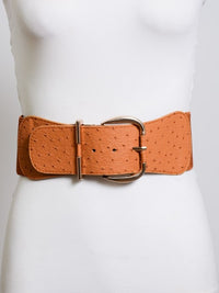 Camel Ostrich Skin Texture Belt