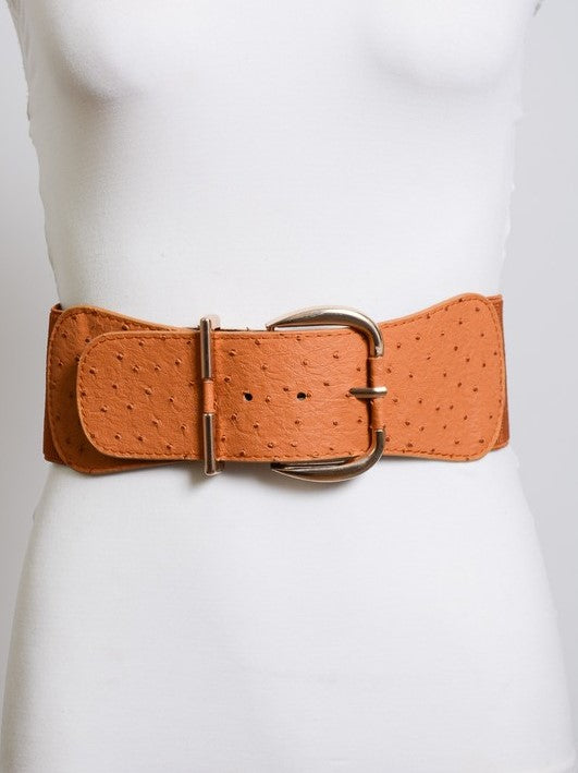 Camel Ostrich Skin Texture Belt