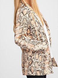 Taupe Snakeprint Open Front Blazer