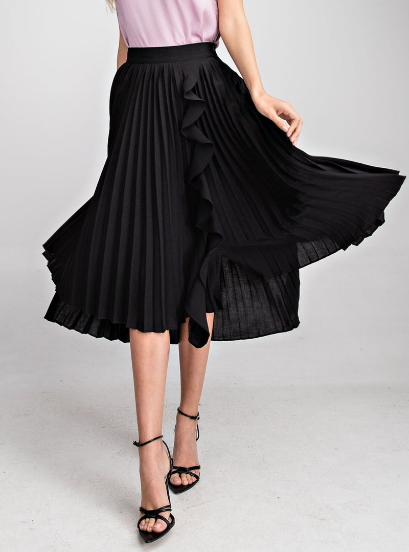 Asymmetrical Pleated Midi Skirt