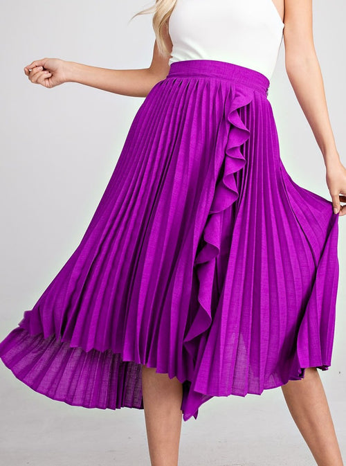 Asymmetrical Pleated Midi Skirt