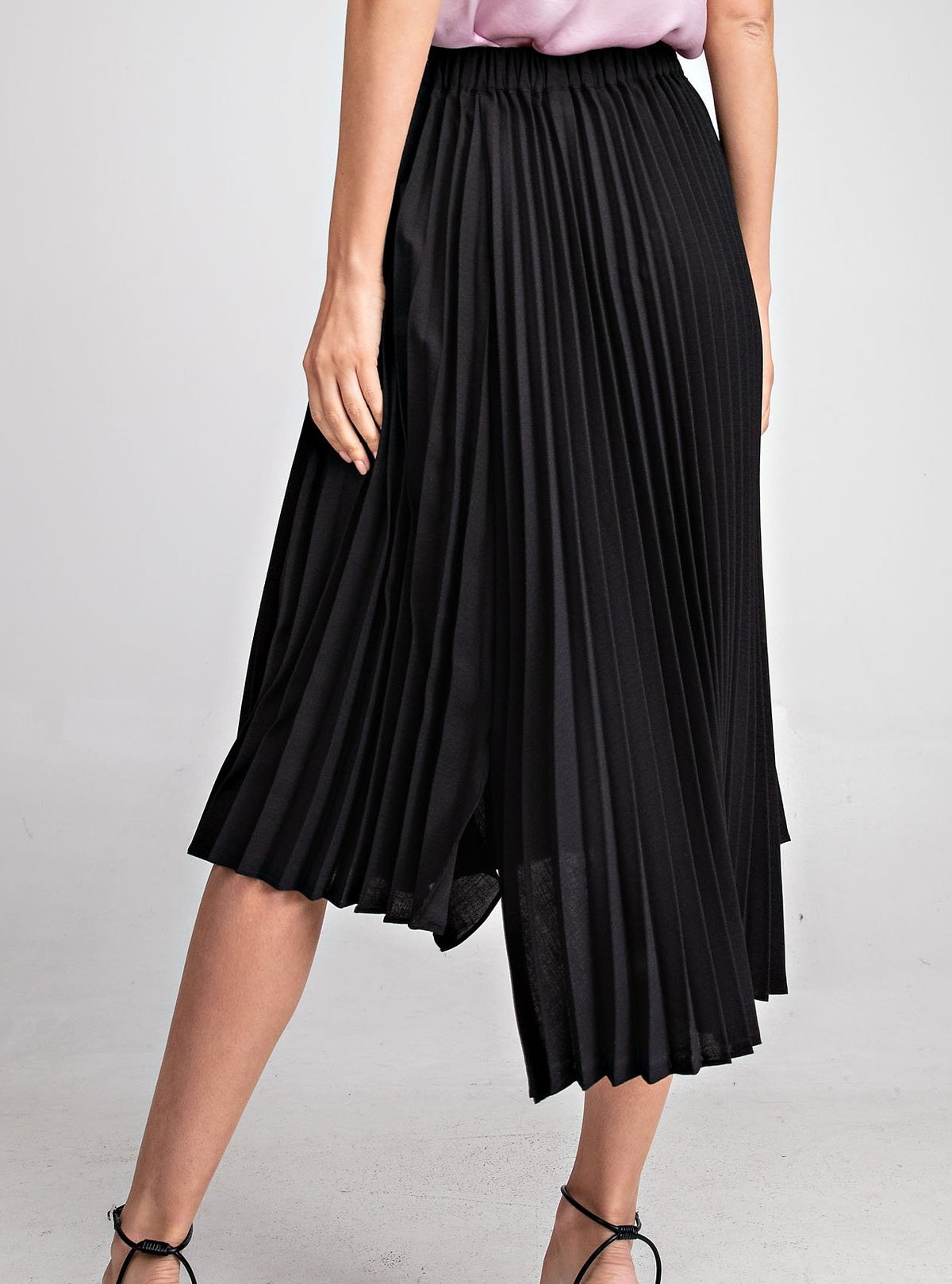 Asymmetrical Pleated Midi Skirt